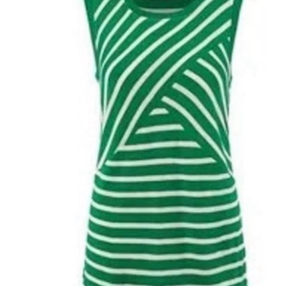 CAbi Green and White Striped Sleeveless Top
